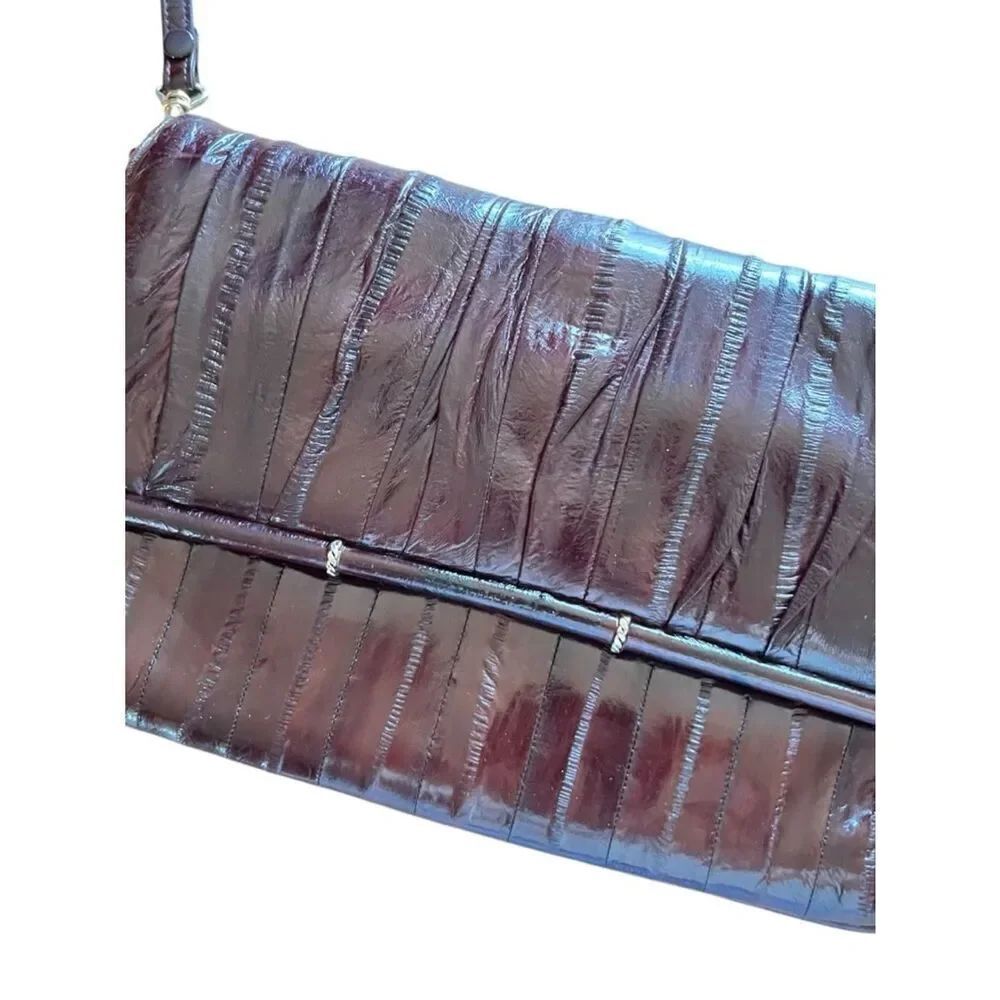 Vintage Burgundy Eelskin Shoulder Bag Clutch - Picture 3 of 9